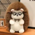 Peluche riccio carino con occhiali e papillon, morbido animale imbottito regalo per bambini e amici. - Stile papillon - Studente modello / 23cm