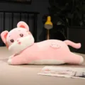 Cute pink cat long plush pillow, soft stuffed animal body cushion for bedroom bed and relaxing. - 60CM / Pink