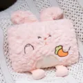 Cute pink plush bunny hand warmer pillow, soft winter office nap cushion and cozy warm gift. - 28cm (Without Hot Water Bottle) / Rabbit