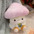 Adorable peluche champignon abeille, poupée en peluche rose et blanche douce pour enfants. - Œil Rond Rose / 30cm