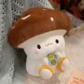 Peluche champignon abeille mignonne variante, poupée douce oreiller pour enfants. - Marron foncé aux yeux ronds / 30cm