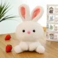 Cute white bunny plush toy, soft stuffed animal desk companion, lovely room decor ornament. - Rabbit