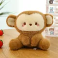Cute brown plush toy desktop ornament, soft fluffy animal doll for office room decoration. - Monkey