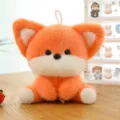 Cute orange fluffy plush animal toy desktop ornament fox doll for home office decor. - Fox