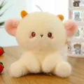 Cute yellow plush toy with horns desktop decoration soft stuffed animal doll for office room - Lamb