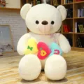 Grande orsacchiotto di peluche bianco con cuscini a cuore, regalo ideale per San Valentino. - Bianco / 80cm