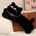 Cute black cat long plush pillow, soft cartoon animal body cushion for kids bedroom bed. - 50cm / Black Cat