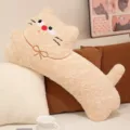 Cute cartoon cat body pillow plush toy soft curved sleeping bolster for kids bed cozy cushion - 50cm / Milky White Cat