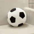 Soft plush football toy pillow, black and white soccer ball cushion for kids and boys birthday gift. - 20 cm / Black and White