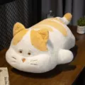 Cute long striped bread cat plush toy, soft stuffed animal body pillow for kids and girls. - 60CM / White