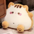 Adorable cojín de felpa de gato bola de arroz, animal de peluche suave, cómodo cojín. - Gato Amarillo / 20x25cm