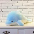Soft blue dolphin plush toy pillow, cute stuffed animal doll for kids birthday gift. - Blue / 45cm Glowing