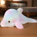 Pastel tie-dye dolphin plush pillow, soft stuffed animal toy for kids bedroom decor and gifts. - Colorful / 45cm Glowing