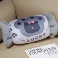 Cuscino scaldamani in peluche caramella zampa di gatto grigio, morbido pile invernale. - Gatto Grigio
