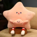 Joli coussin peluche étoile rose avec poche chauffe-mains, peluche douce pour enfants et étudiants. - Style Fraise Fromage