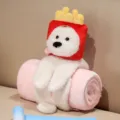 Cute kids roll blanket with adorable french fries bear plush toy portable soft flannel. - French Fries Dog