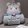Cute cartoon cat plush roll blanket for kids office travel, cozy flannel material. - Large Blanket 100x170cm / Pink Cute - Cat