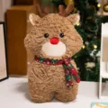 Süßes Weihnachts-Renztier-Plüschtier mit roter Nase und festlichem Schal, Kuschelpuppe. - HM Weihnachts-Hirsch 45cm