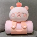 Cute kids plush blanket pillow cartoon peach design portable soft flannel travel office. - Large Blanket 100x170cm / Pink Cute - Pink Capybara