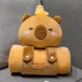 Cute capybara rolled blanket pillow set, soft plush cartoon air conditioning blanket for kids travel. - Large Blanket 100x170cm / Pink Cute - Duck Capybara