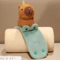 Cute capybara plush roll-up flannel blanket portable office travel air conditioner cozy throw - Capy Riding Crocodile