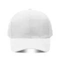 Detalle gorra de beisbol blanca lisa, sombrero de poliester con ala curva para personalizacion. - Ajustable / Blanco