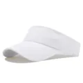 Gros plan détaillé d'une visière de sport blanche montrant des coutures fines et un design aéré. - Réglable / Blanc