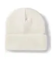 Gorro de punto de color sólido invierno cálido vuelta gorro casual unisex suave básico cap - Talla única / Blanco