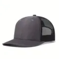 Grey and black mesh trucker baseball hat, slightly curved brim, outdoor casual sun protection cap. - Adjustable / Grey + Black Mesh