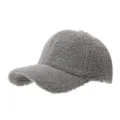 Gorra de béisbol de borreguito gruesa otoño invierno, sombrero cálido y cortavientos. - Gris