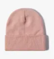 Plain pink knit beanie winter warm cap, soft textured casual daily wear hat detail - Pink