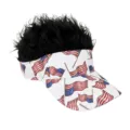 Gorra con visera de bandera americana y pelo negro falso sombrero de sol novedoso divertido - Estilo 4