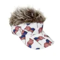 Novelty American Flag Hair Visor Sun Hat Funny Spiky Wig Baseball Cap for Outdoor Party - Style 5
