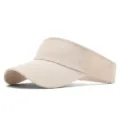 Casquette de visière unie beige, tissu respirant, idéale pour les sports en plein air et l'été. - Réglable / Beige