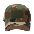 Camouflage tactical baseball cap with velcro patch for outdoor sports and sun protection. - Adjustable / Woodland Camo
