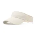 Vue détaillée de la visière beige, montrant la texture du tissu et sa conception ouverte. - Réglable / Blanc Cassé
