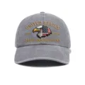 Gorra de béisbol de algodón lavado para hombre bandera de águila 250 aniversario patriótica - Ajustable / Gris