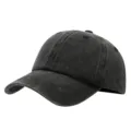 Gorra de béisbol vintage lavada para hombres y mujeres, sombrero de sol suave casual diario uso. - Ajustable / Negro