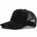 Gorra trucker negra con malla transpirable, gorra de béisbol de secado rápido para protección solar. - Ajustable / Negro
