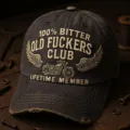 Gorra de béisbol bordada desgastada con gráfico de moto, detalle de taller vintage. - Ajustable / Motocicleta Old School Negro (Estampado)