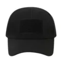Black tactical baseball cap with front velcro panel for outdoor sports, hiking, and daily wear. - Adjustable / Tactical All Black