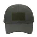 Tactical baseball cap detail showing the front velcro patch panel and reinforced stitching. - Adjustable / Tactical Military Green