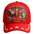 Casquette de baseball patriotique anniversaire avec broderie 3D, chapeau rouge unisexe - Réglable / Style B (Imprimé)
