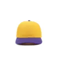 Two-tone six-panel baseball cap, yellow crown and purple brim, unisex sun protection hat. - Yellow with Purple Brim
