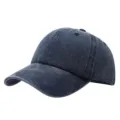 Gorra de béisbol retro lavada corona suave sombrero papá unisex algodón sol - Ajustable / Azul marino