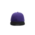 Detail view of the purple and black six-panel baseball cap, showing texture and brim. - Purple with Black Rim