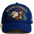 Gorra de béisbol bordada en azul con diseño patriótico estadounidense de águila. - Ajustable / Águila Calva (Estampado) Azul Marino