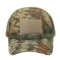 Camouflage tactical baseball cap detail view, outdoor sun visor hat with front velcro patch. - Adjustable / Green Python