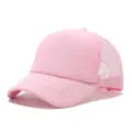 Gorra trucker rosa de malla color solido panel frontal de espuma gorra de beisbol - Ajustable / Rosa