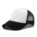 Gorra trucker clásica en blanco y negro con parte trasera de malla y frente de espuma resistente. - Ajustable / Malla negra y blanca